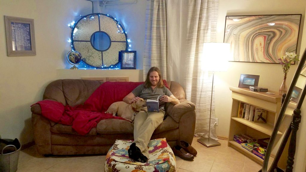 Grant enjoying his AirBNB rental.
