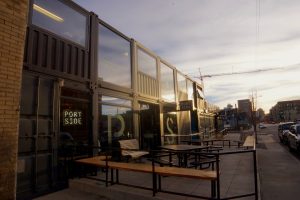 Gravitas, a mixed-use building consisting of 29 steel containers, houses some of Denver's most popular restaurants and shops.