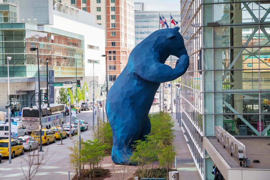 Denver, USA - April 30, 2014: Colorado Convention Center in Denver, Colorado. Centrally located in Denver, the center has become one of Denver's many landmarks.