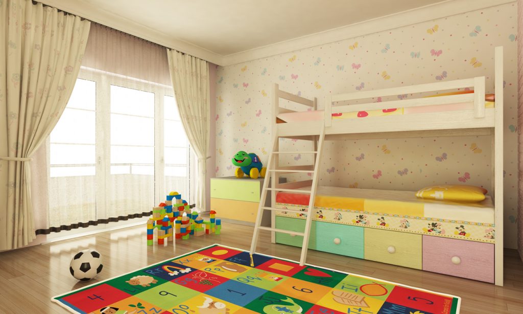 Child's Bedroom with plenty of storage space. Child's Bedroom