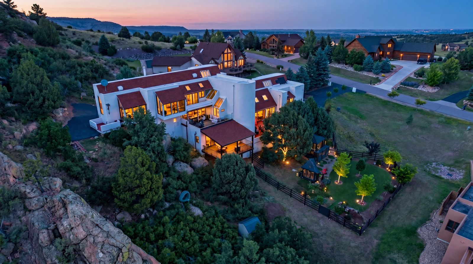 Aerial of 6671 Wauconda Drive in Perry Park, Larkspur, Colorado